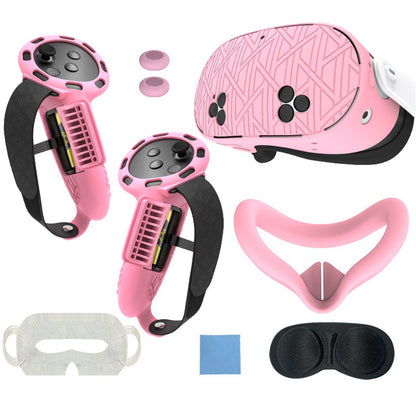 7Pcs Silicone Protective Case Set for Meta Quest 3S VR Headset Controller Grip Cover with Anti-Drop Damping Wavepoint Design