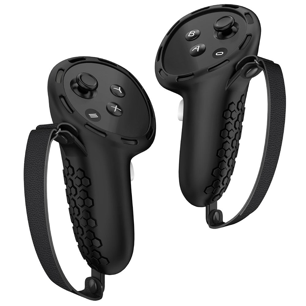 1 Pair Silicone Case for Meta Quest 3 / 3S Touch Controller Protective Grip Cover with Straps