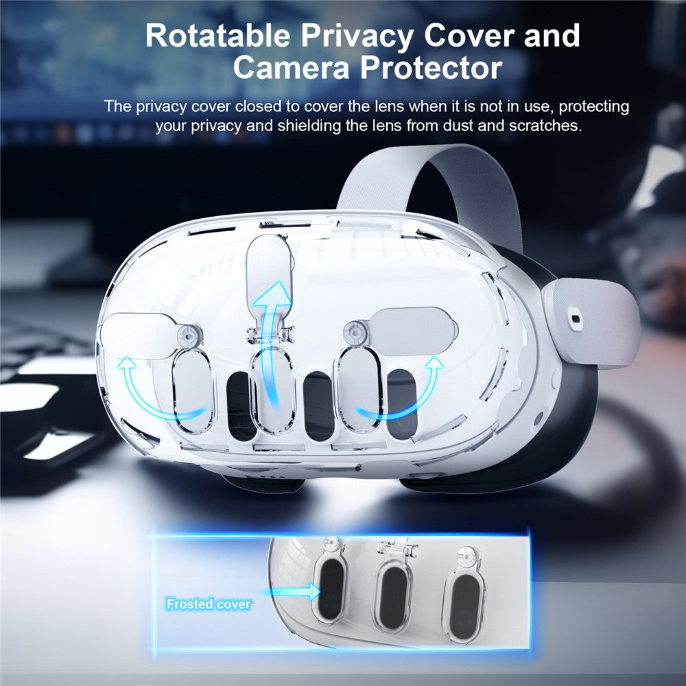 JYS JYS-MQ012 For Meta Quest 3 VR Case Headset Accessories Clear PC Cover Camera Lens Protector