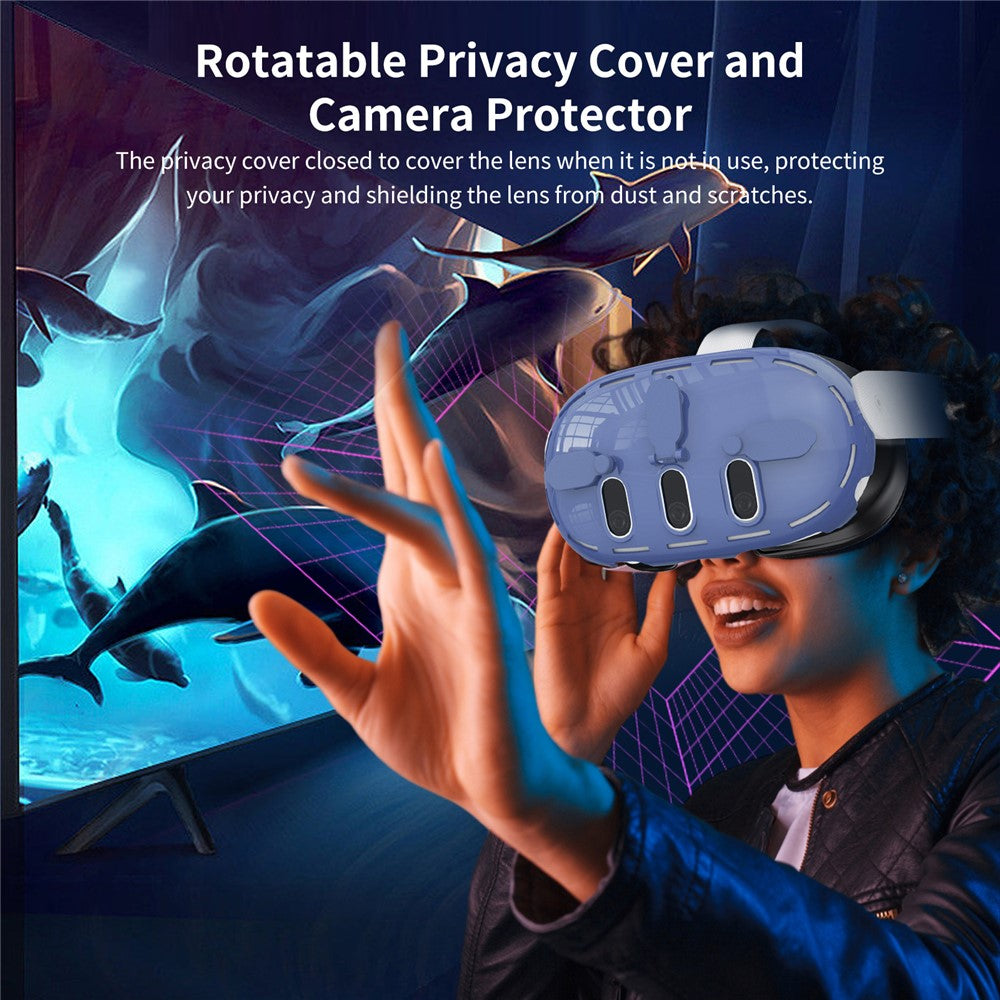 JYS JYS-MQ012 For Meta Quest 3 VR Case Headset Accessories Clear PC Cover Camera Lens Protector