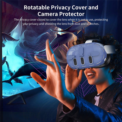 JYS JYS-MQ012 For Meta Quest 3 VR Case Headset Accessories Clear PC Cover Camera Lens Protector