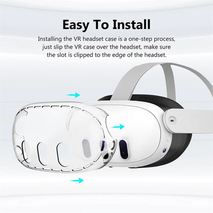 PC Case for Meta Quest 3 VR Headset with 3Pcs Tempered Glass Lens Film