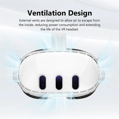 PC Case for Meta Quest 3 VR Headset with 3Pcs Tempered Glass Lens Film