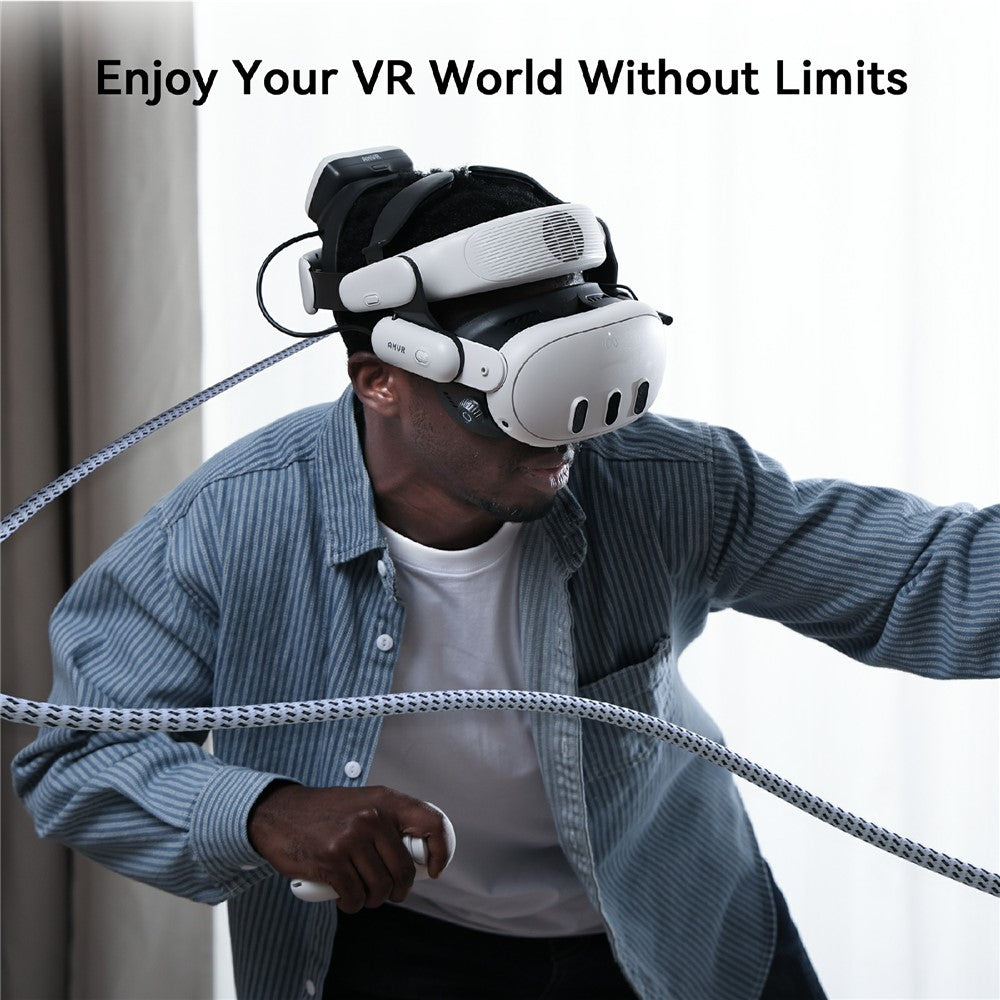 AMVR LC6L 16FT 2 in 1 USB-A + Type-C to Type-C 5Gbps Nylon Braided Data Cable for VR Gaming