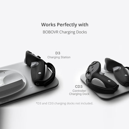 BOBOVR G3 For Meta Quest 3 / Quest 3S Controller Silicone Protective Grip Cover Set with Adjustable Knuckle Strap