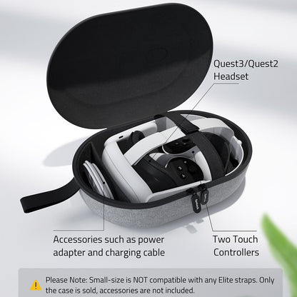 SYNTECH Size S Storage Case for Meta Quest 3S  /  Quest 3  /  Quest 2 VR Headset EVA Hard Shell Carrying Bag
