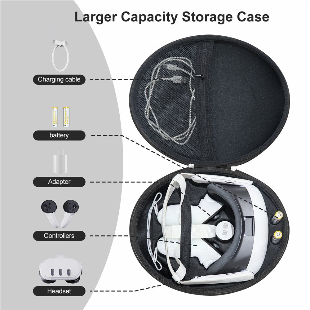 JYS JYS-MQ008 For Meta Quest 3 VR Glasses Shockproof Carrying Case Portable Hard Shell Bag Handbag