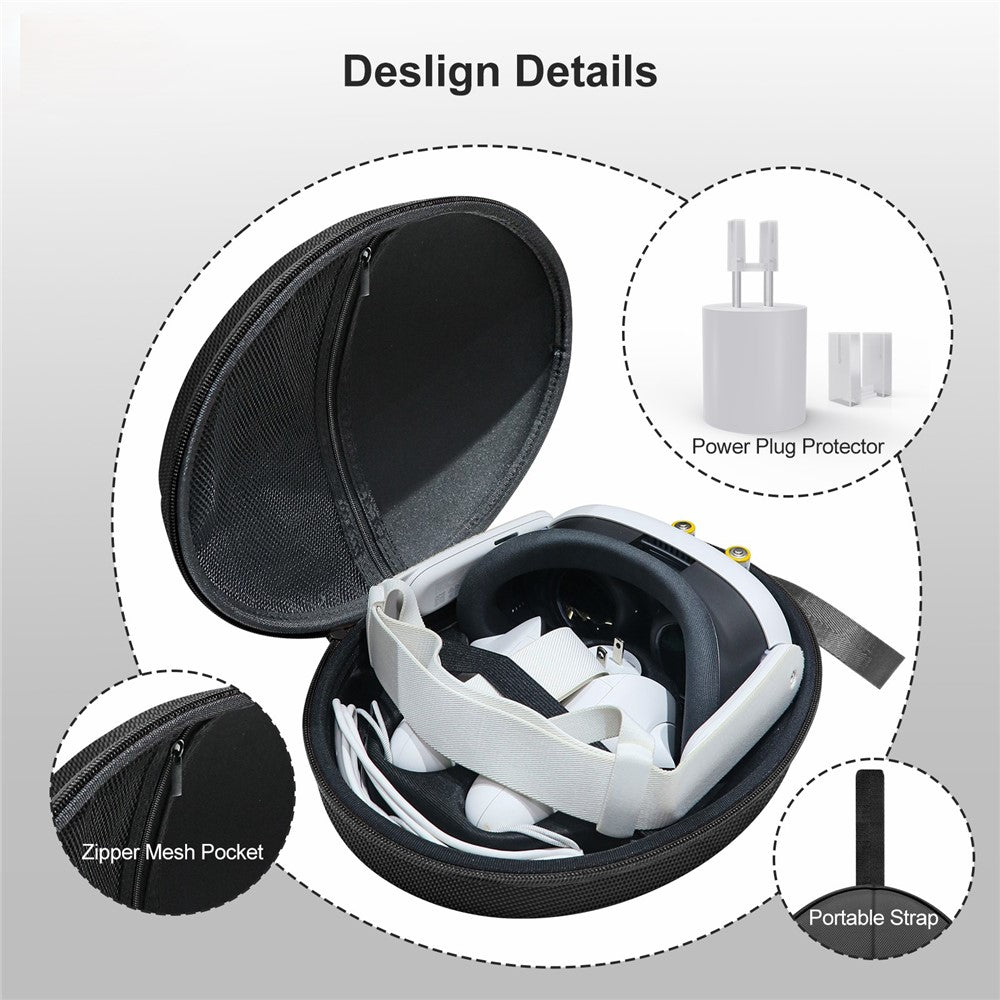 JYS JYS-MQ008 For Meta Quest 3 VR Glasses Shockproof Carrying Case Portable Hard Shell Bag Handbag