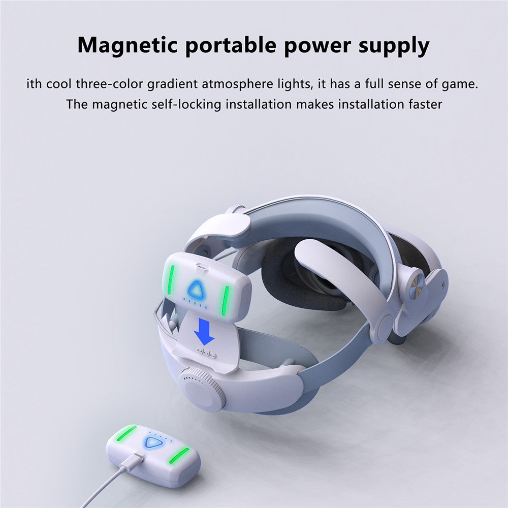 T302POWER For Meta Quest 3 / Quest 3S Headband VR Headset Accessory Head Strap with Ambient Lighting 5000mAh Battery