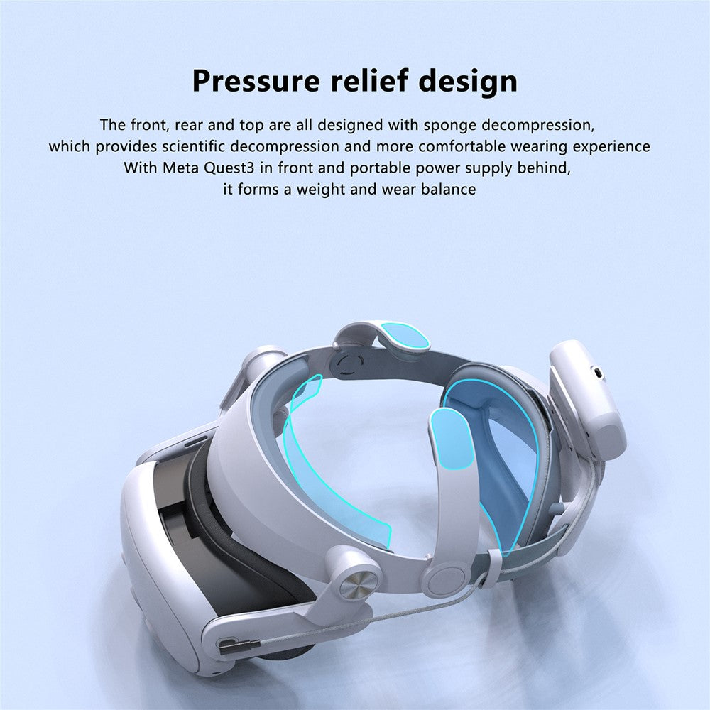 T302POWER For Meta Quest 3 / Quest 3S Headband VR Headset Accessory Head Strap with Ambient Lighting 5000mAh Battery