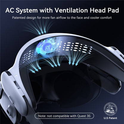 AMVR BS1 For Meta Quest 3 Rechargeable Battery Head Strap VR Headset Cooling System