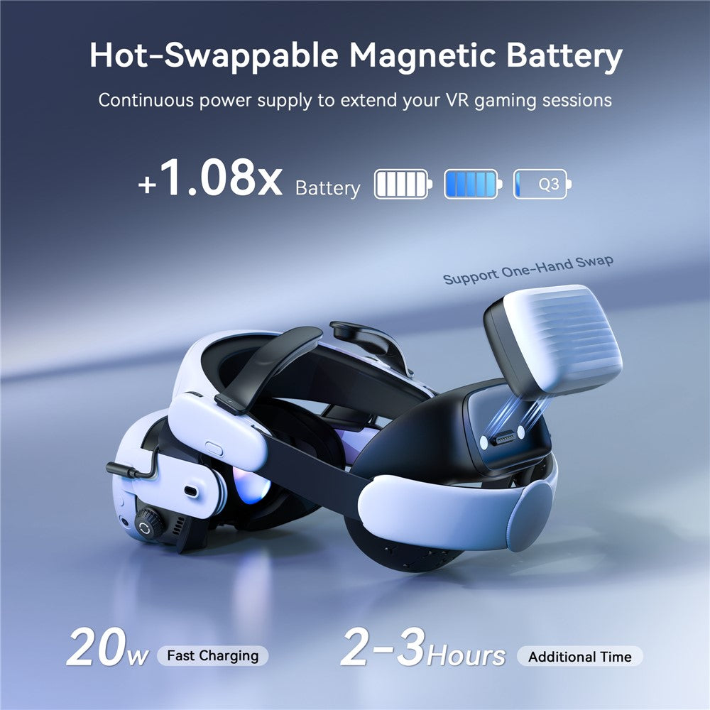 AMVR BS1 For Meta Quest 3 Rechargeable Battery Head Strap VR Headset Cooling System