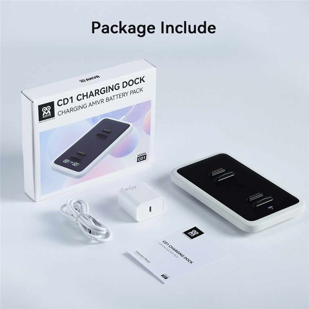 AMVR CD1 Dual Charging Dock with Power Display Magnetic Fast Charging Station for VR Headset Battery Pack