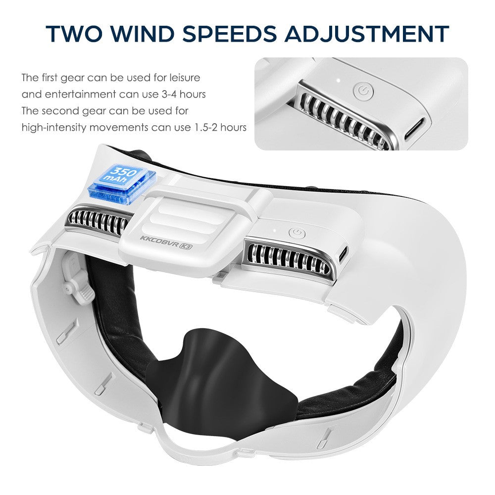 KKCOBVR K3 VR Headset Cooling Fan Mask for Meta Quest 3 Anti-Fog Ventilation Breathable Face Cover