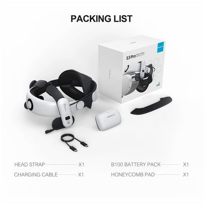 BOBOVR S3 Pro For Meta Quest 3S / 3 VR Headset Battery Strap Head Air Cooling System with 10000mAh Battery Pack